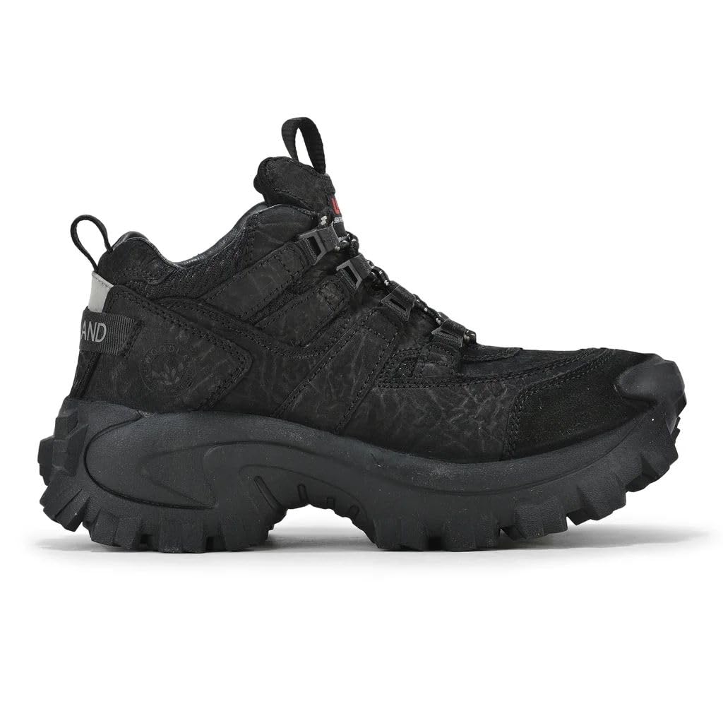 Woodland Men's Charcoal Black Leather Sneaker - Image 2