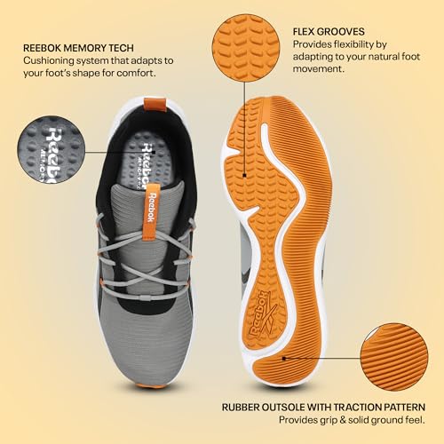Reebok Men's Grey/Black/Nacho Running Shoe - Image 3