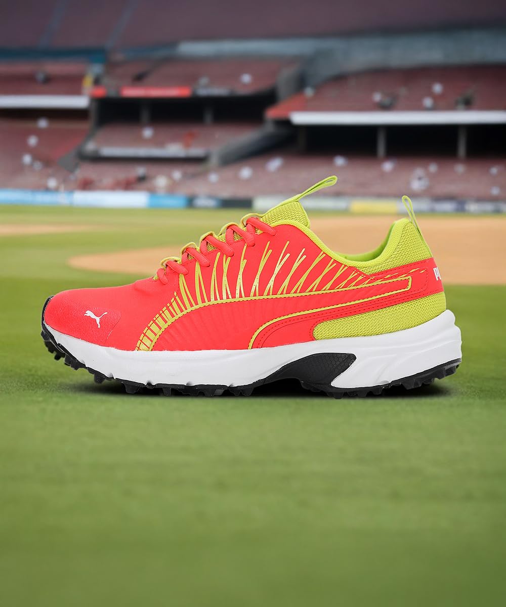 Puma Men's Cricket Square Shoes - Red Blast-Nrgy Yellow - Image 2