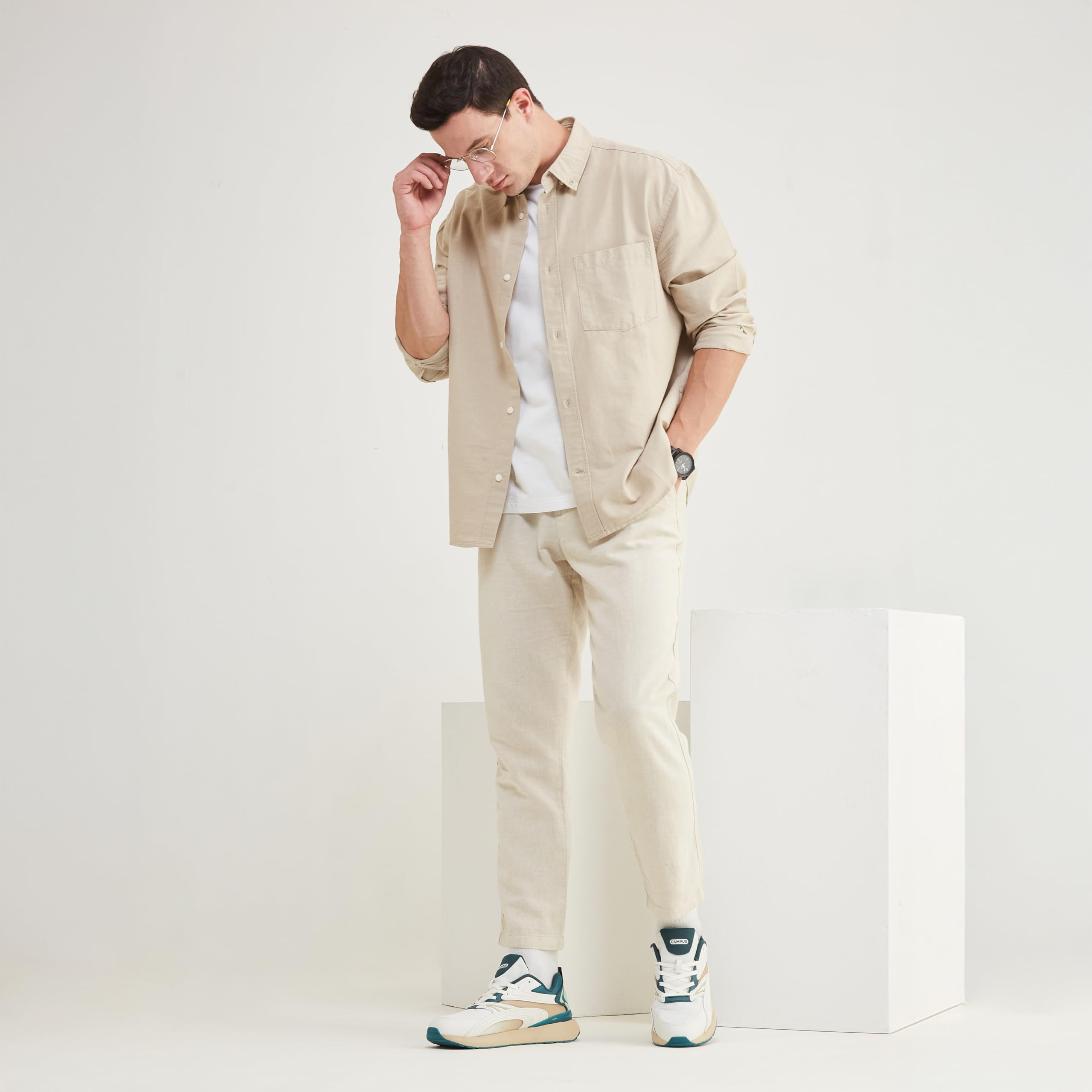 Campus Vitality Sneakers for Men - Off White/Dark Green - Image 2