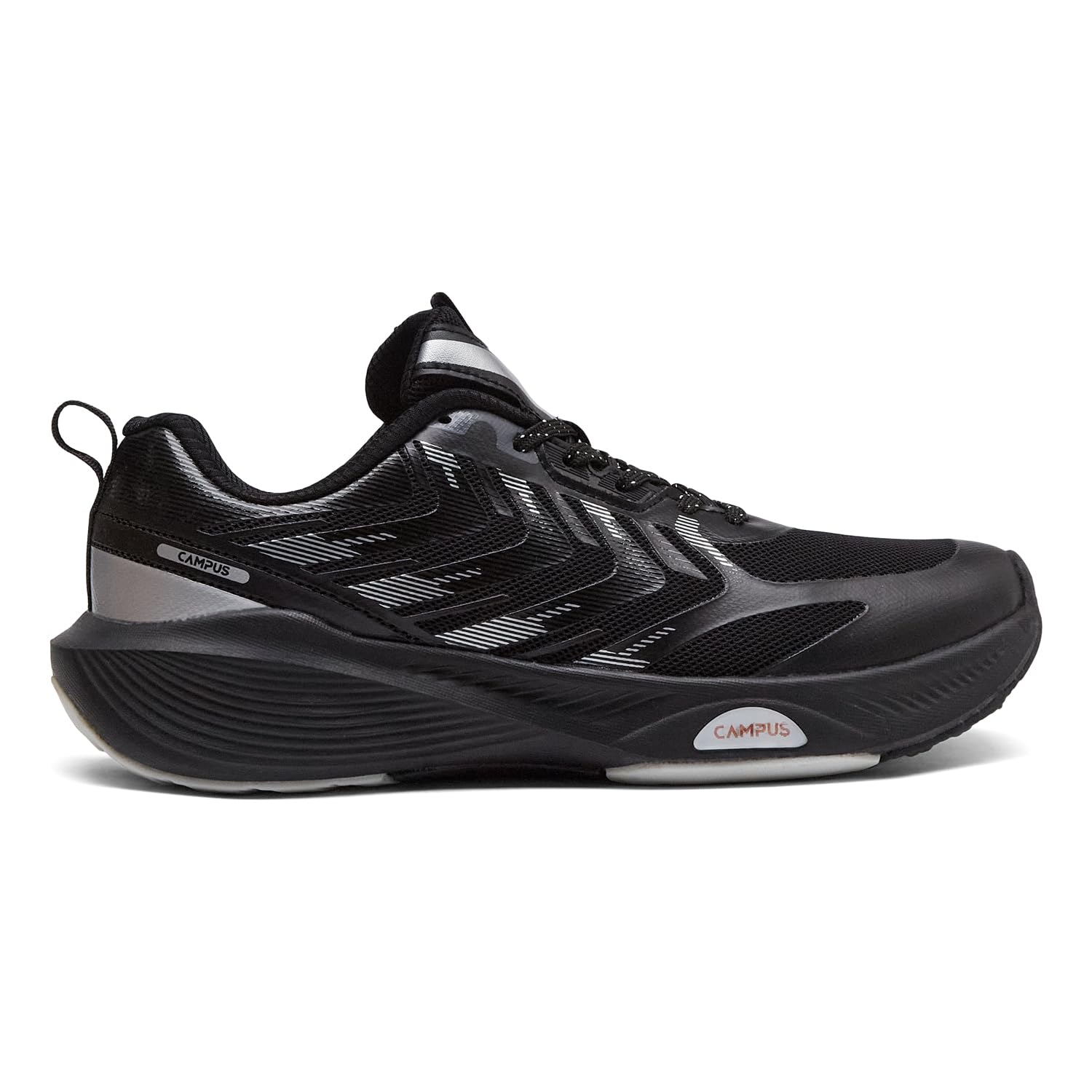 Campus Sniper Men's Running Shoes - Black Silver - Image 2
