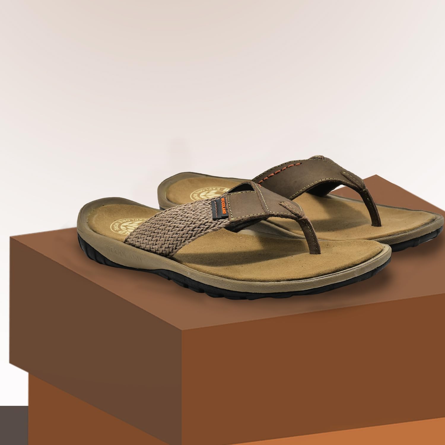 Woodland Men's Dubai Khaki Nubuk Slipper - Image 3
