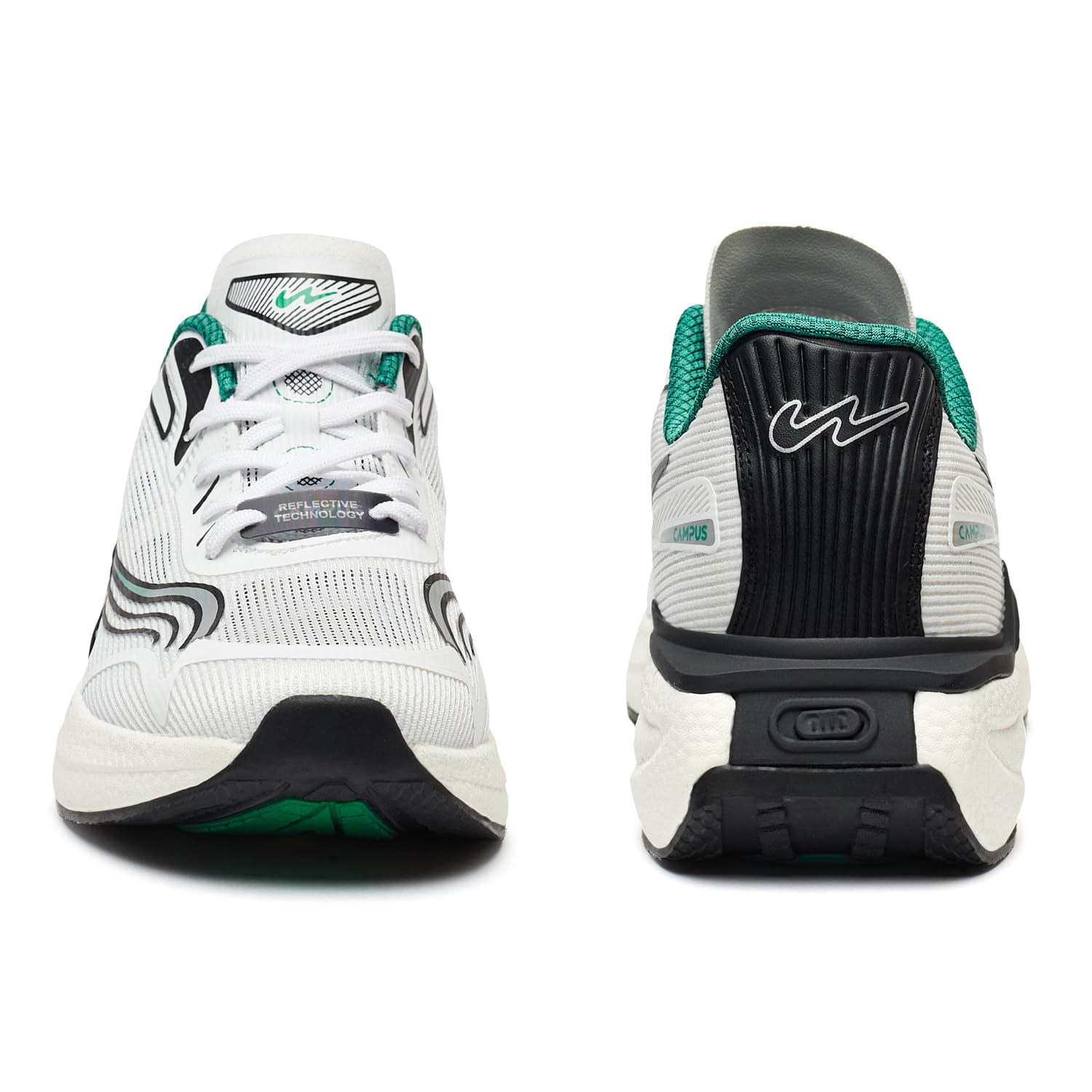 Campus Men's Creed Running Shoes - WHT/GRN - Image 3