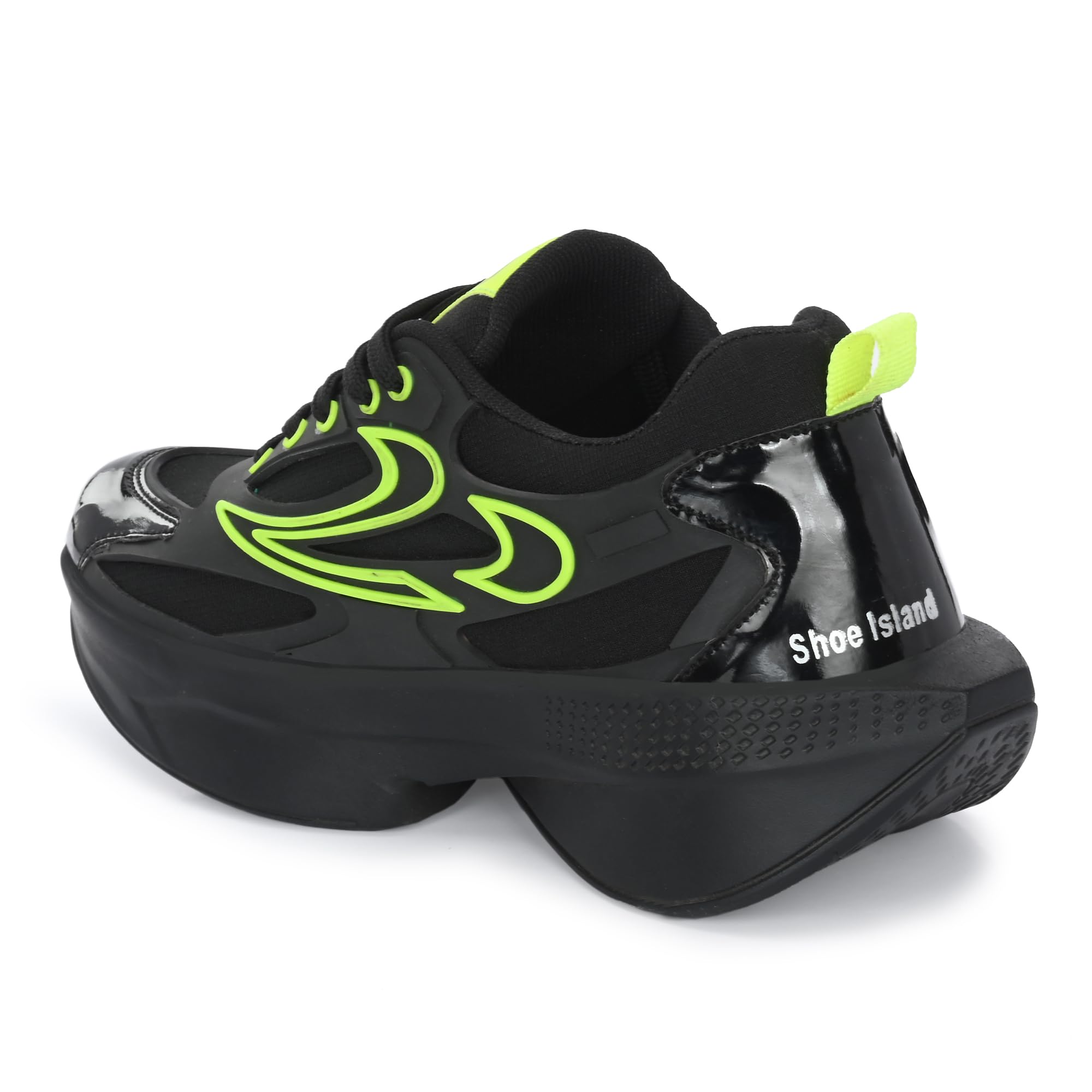Shoe Island Running Shoes for Men - Black Green - Image 5