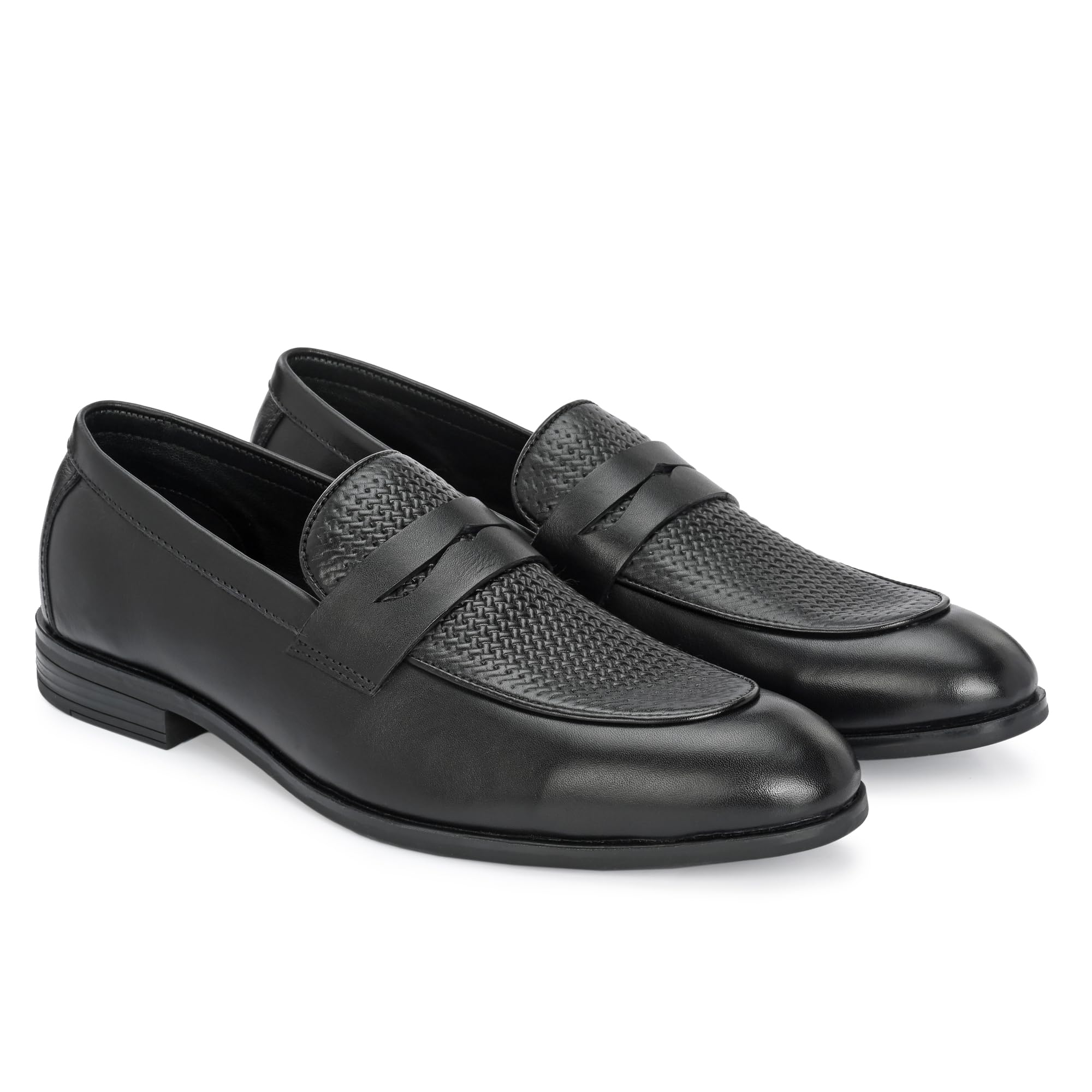 Leather Men's Formal Slip-On Shoes - Blue - Image 3