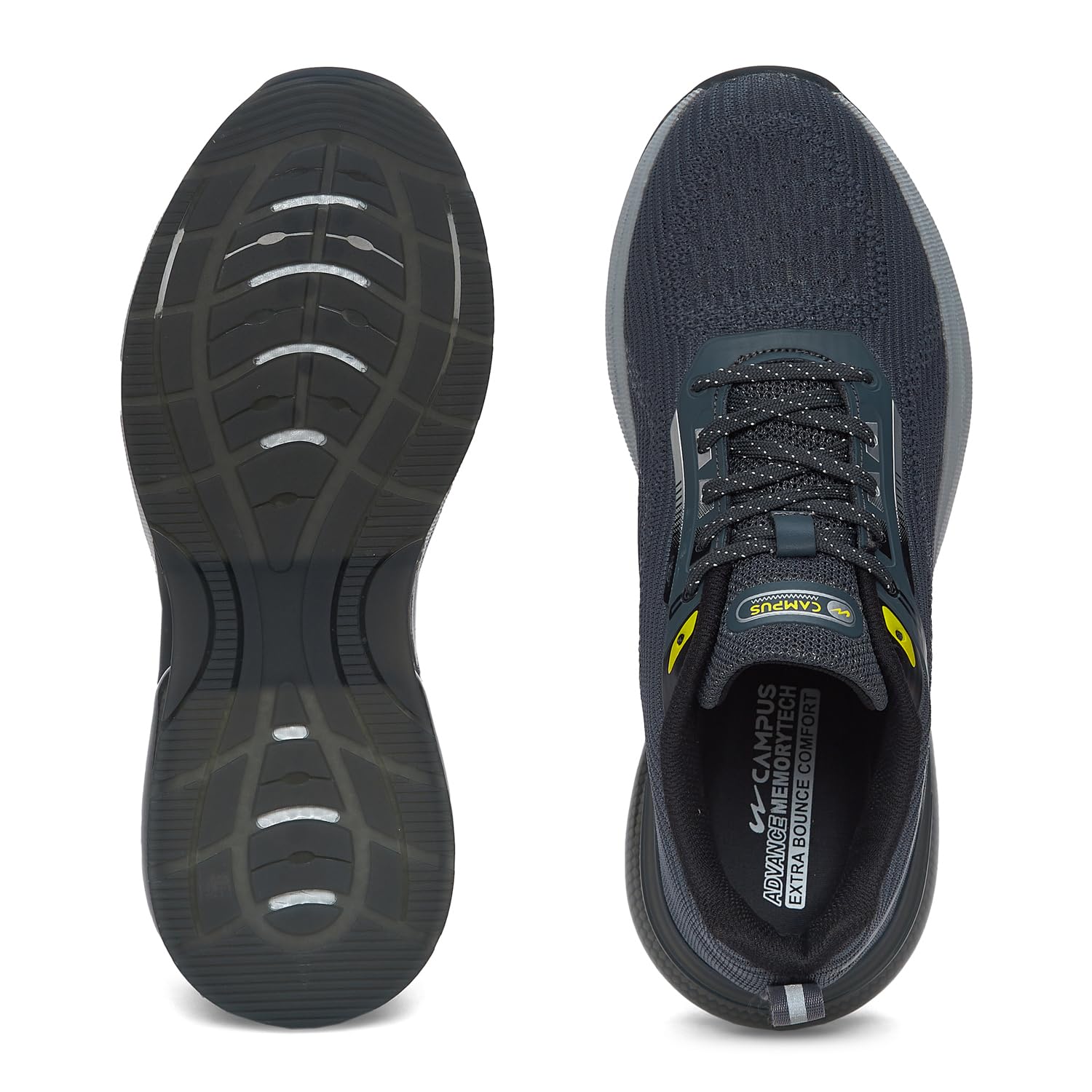 Campus Men's Canva Running Shoes - Grey/Black - Image 5
