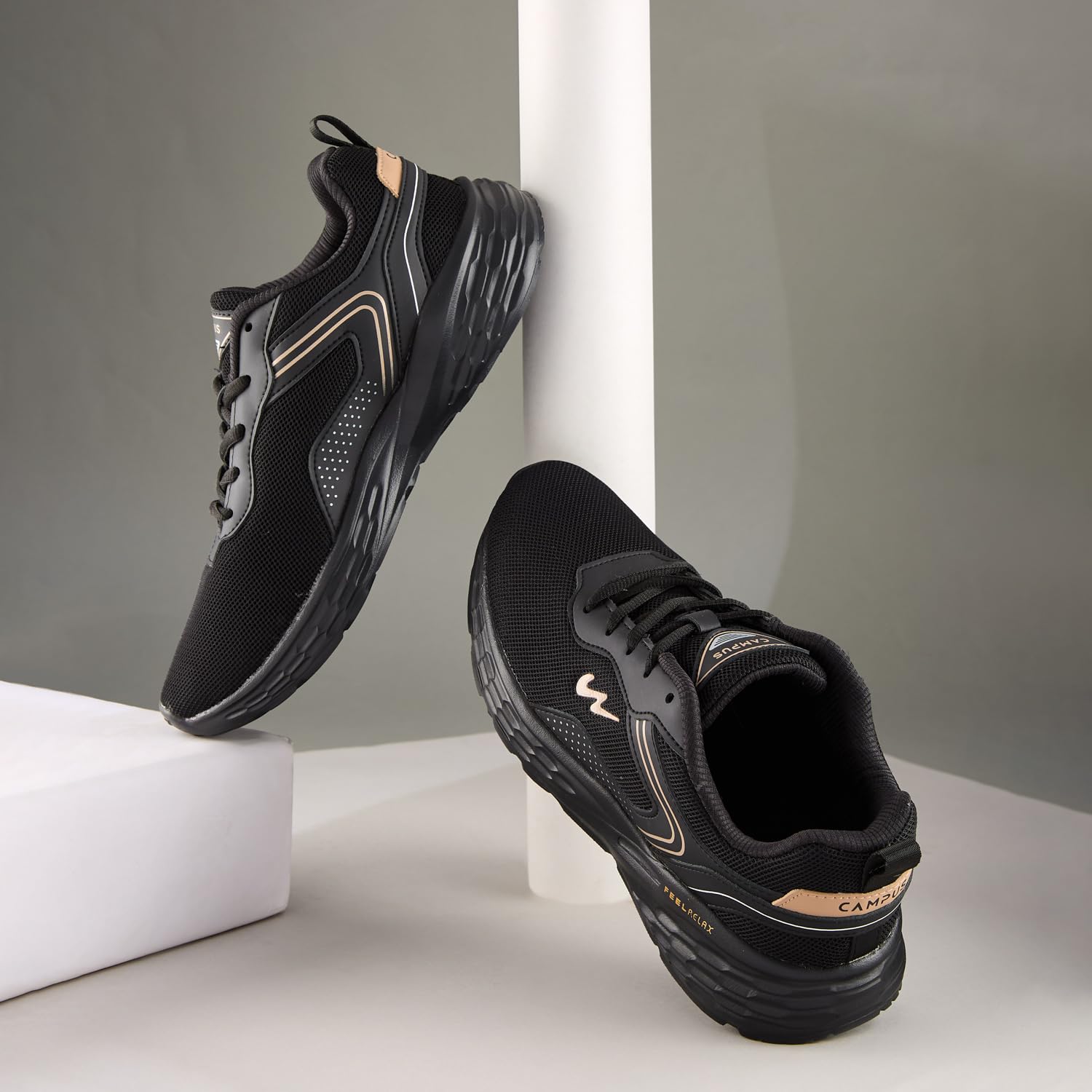 Kosmo PRO Running Shoes for Men - Black/Beige - Image 3