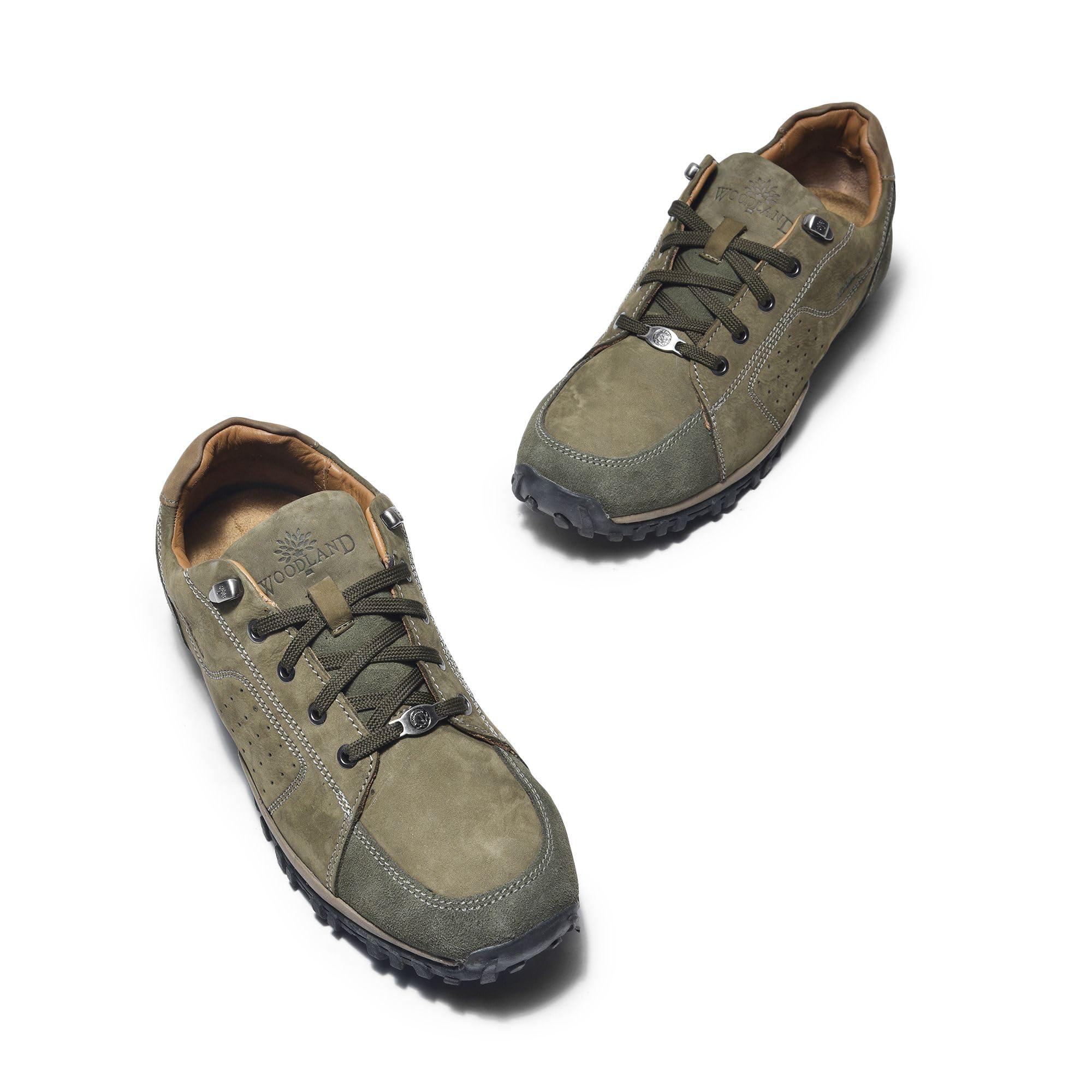 Woodland Men's Olive Green Leather Sneaker - Image 3