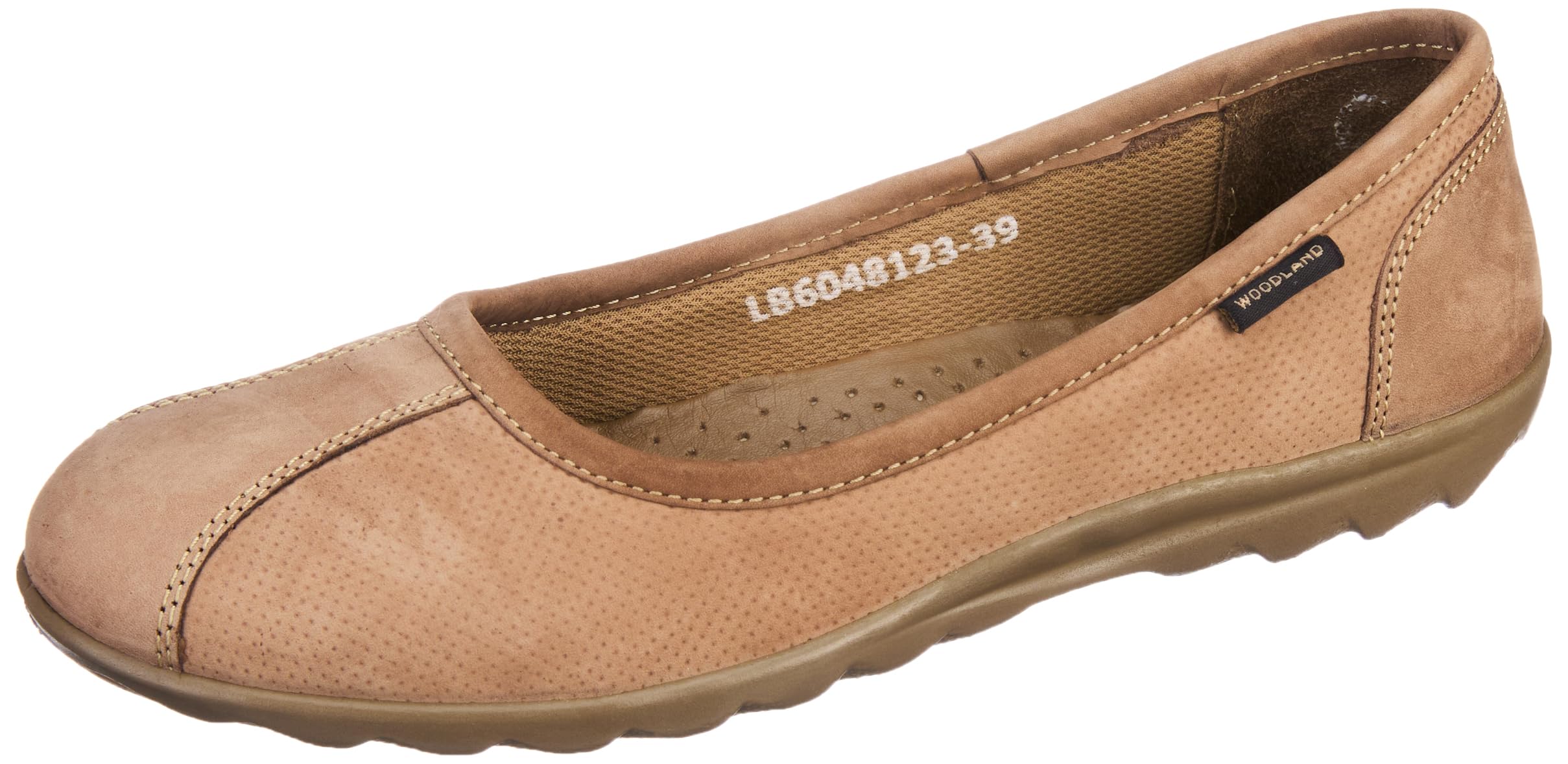 Woodland Women's Khaki Nubuk Ballet Flats