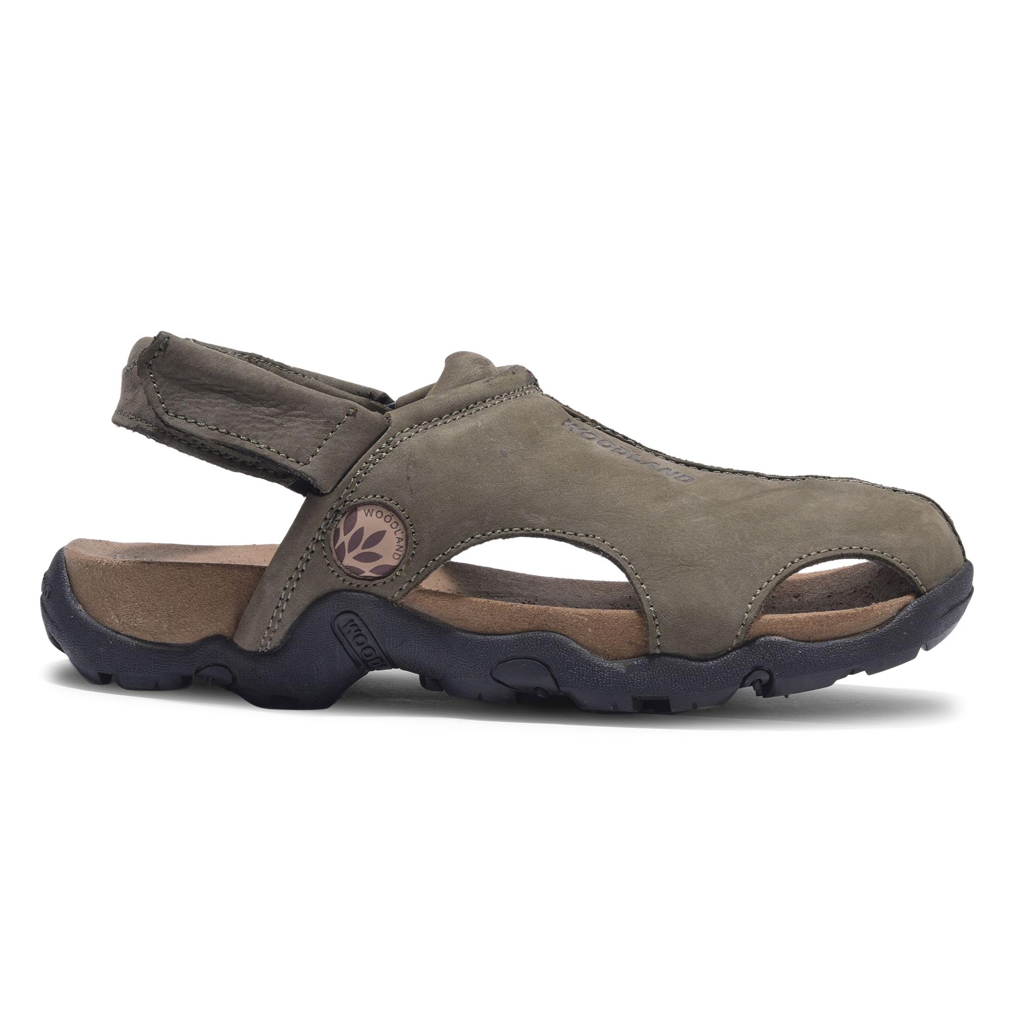 Woodland Men's Olive Green Leather Sandal
