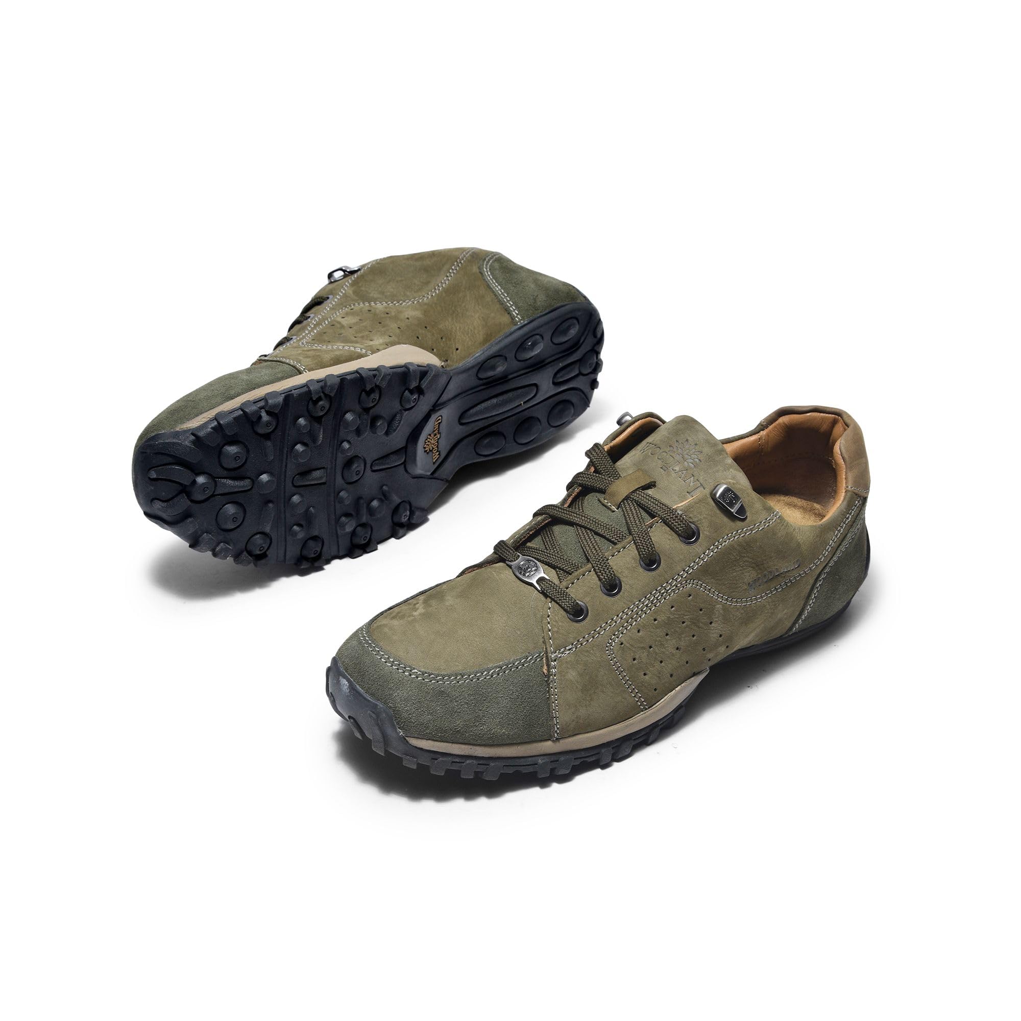 Woodland Men's Olive Green Leather Sneaker - Image 5