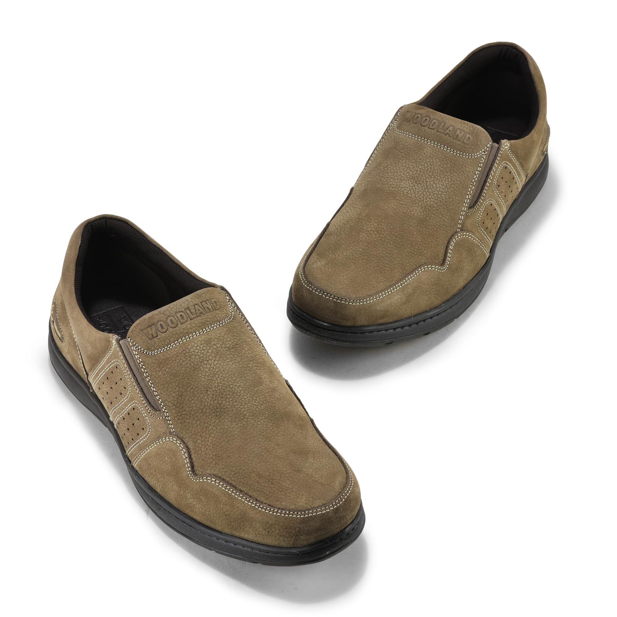 Woodland Men's Khaki Nubuk Casual Shoes - Image 4
