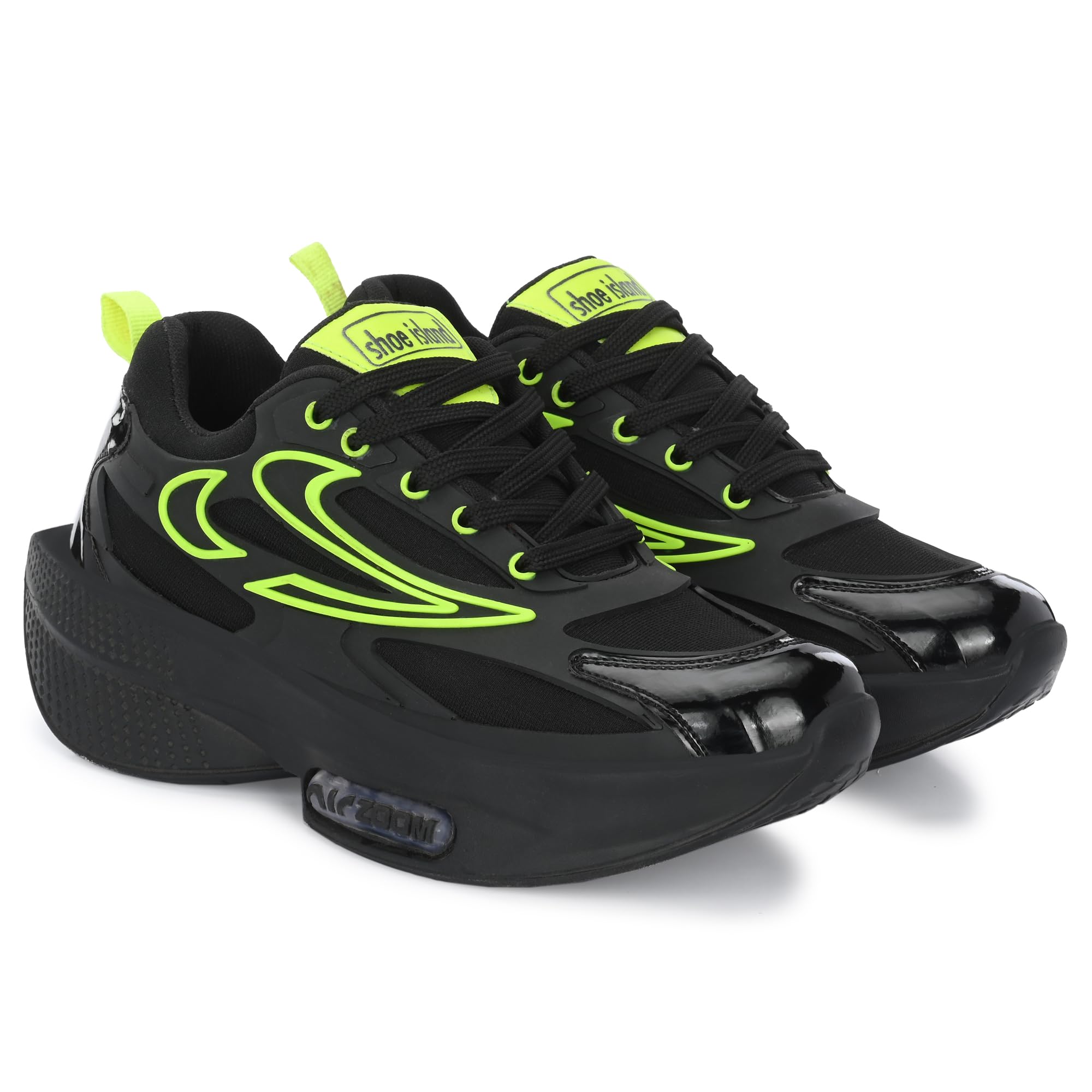 Shoe Island Running Shoes for Men - Black Green - Image 3