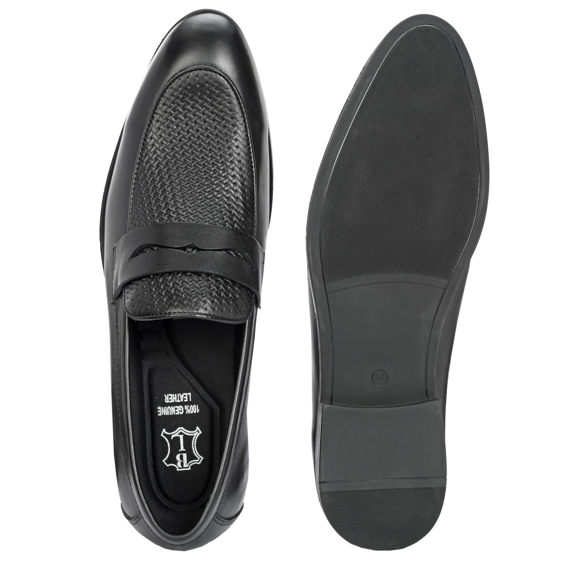 Leather Men's Formal Slip-On Shoes - Blue - Image 5