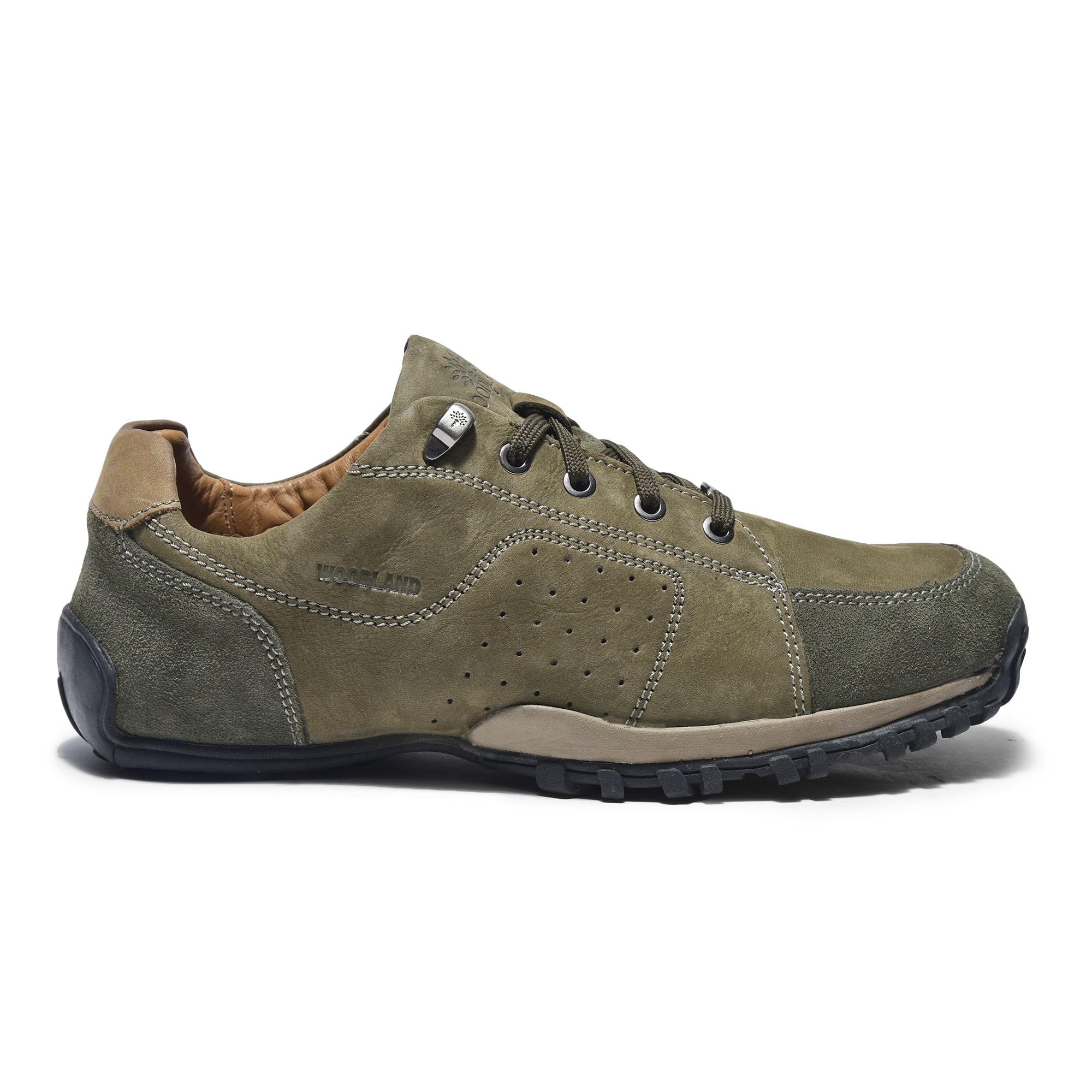 Woodland Men's Olive Green Leather Sneaker - Image 2