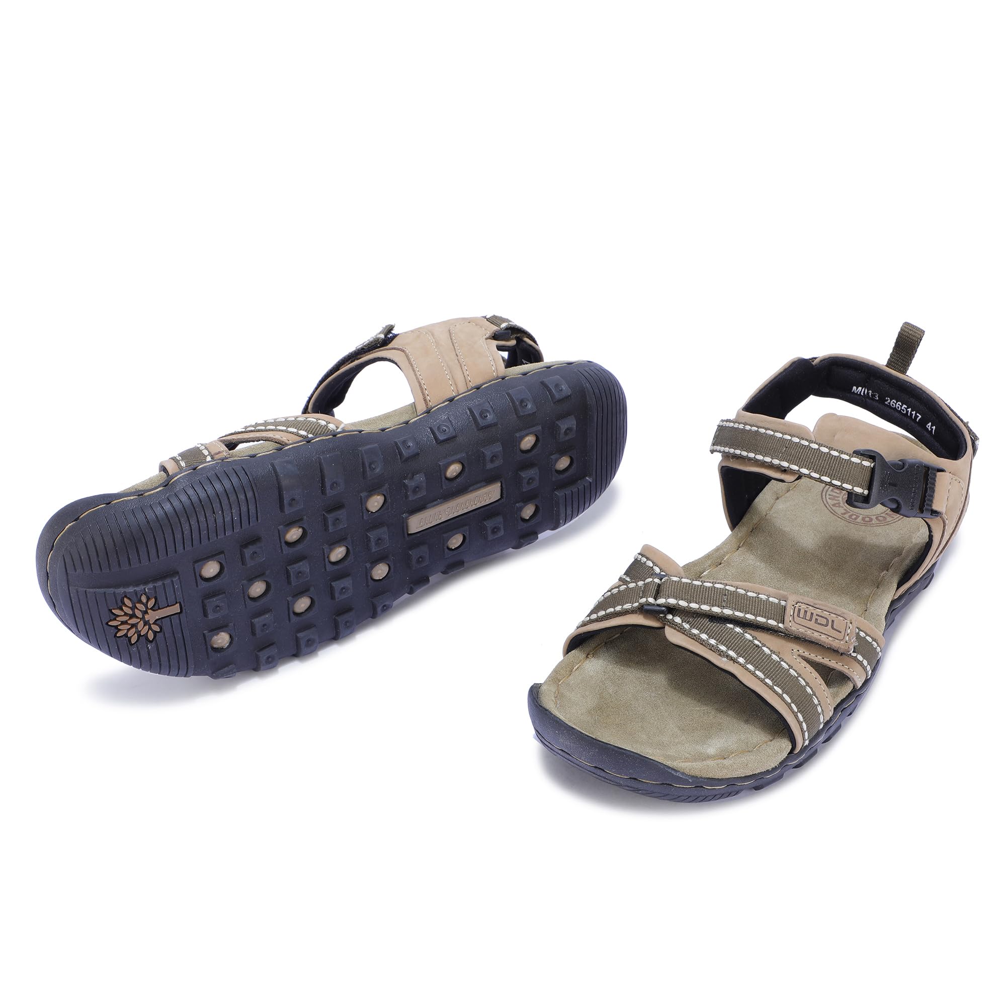 Woodland Men's Khaki Leather Sandals - Image 4