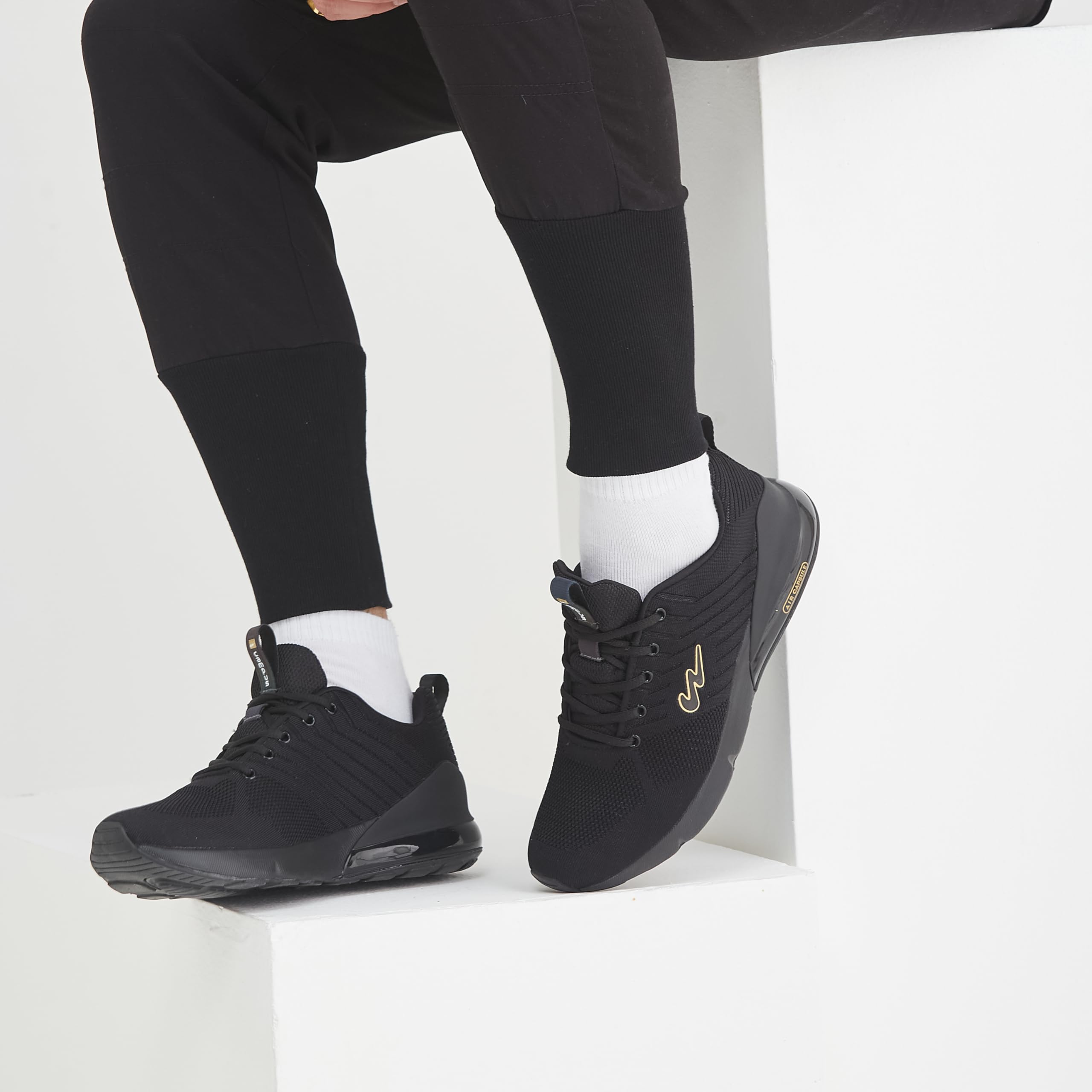 Campus Men's Mike Running Shoes - Black Golden - Image 4