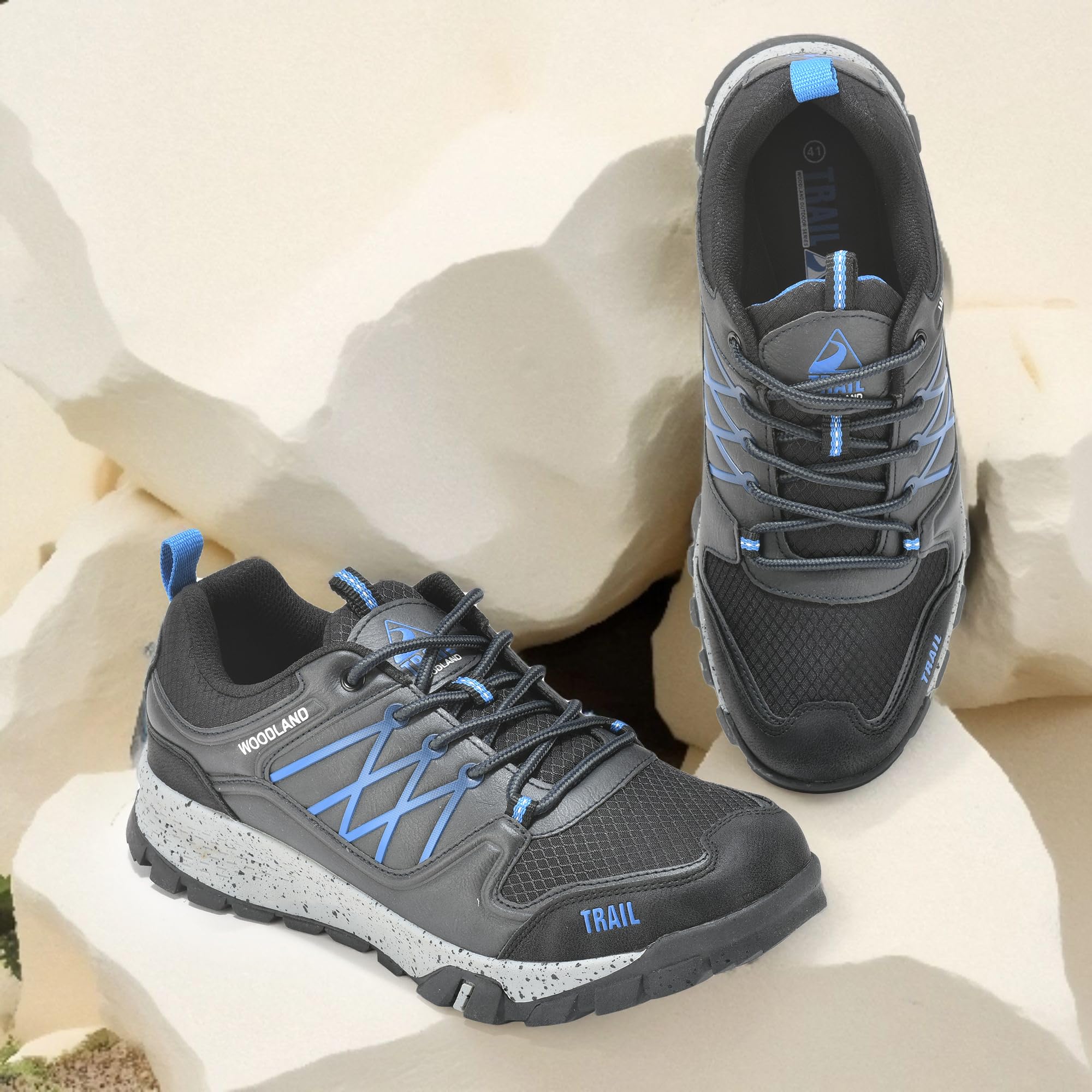 Woodland Men's Black Mesh Sports Shoes - Image 3
