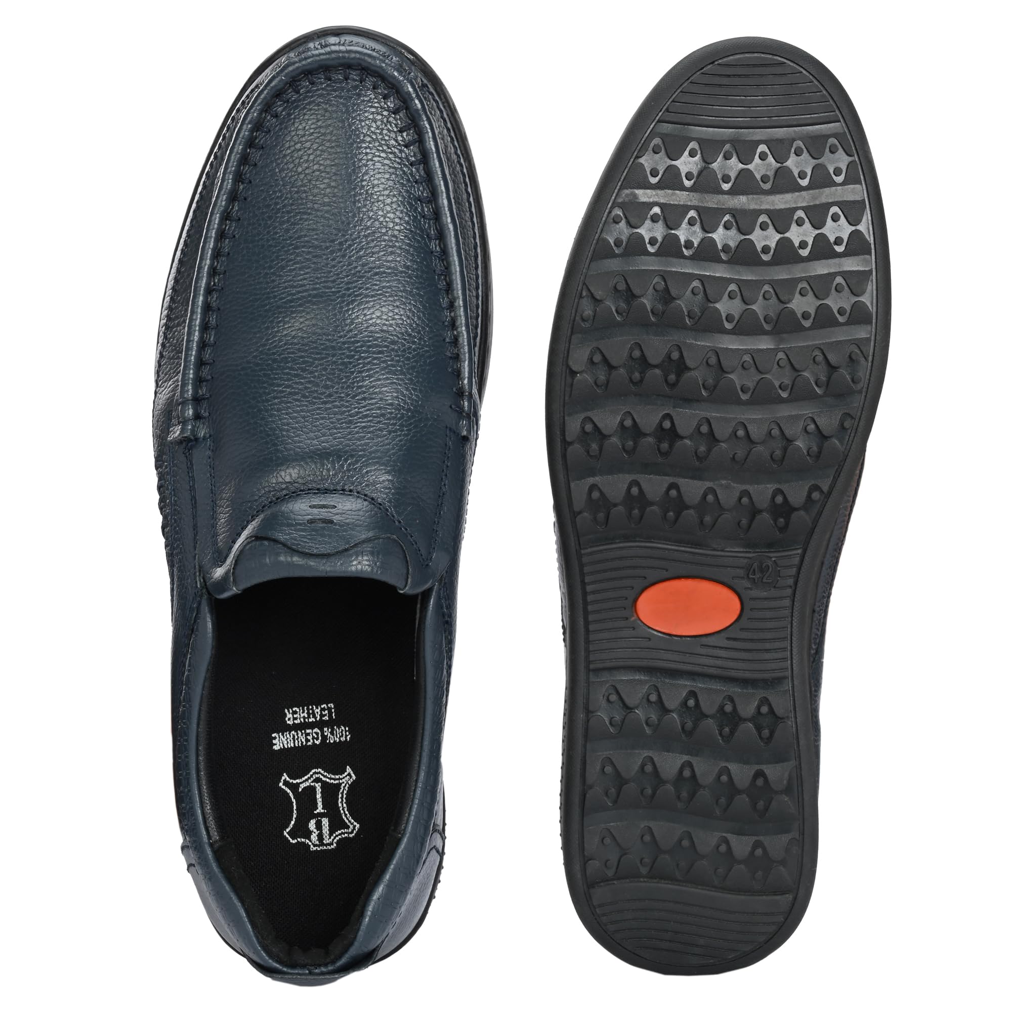 Leather Slip-On Formal Shoes for Men - Blue - Image 4