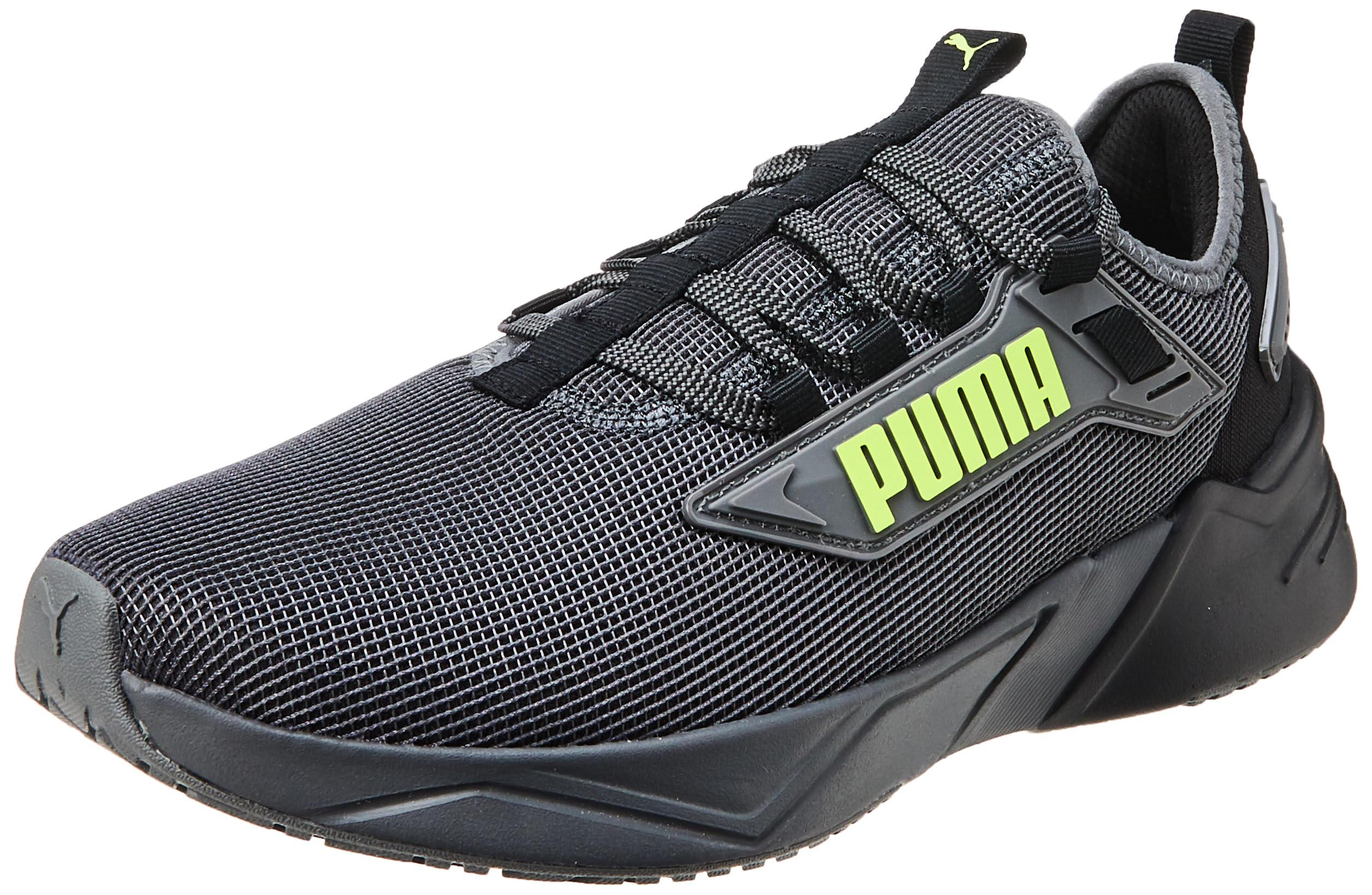 Puma Retaliate 3 Unwavered Black-Cool Dark Gray-Yellow Alert Running Shoe