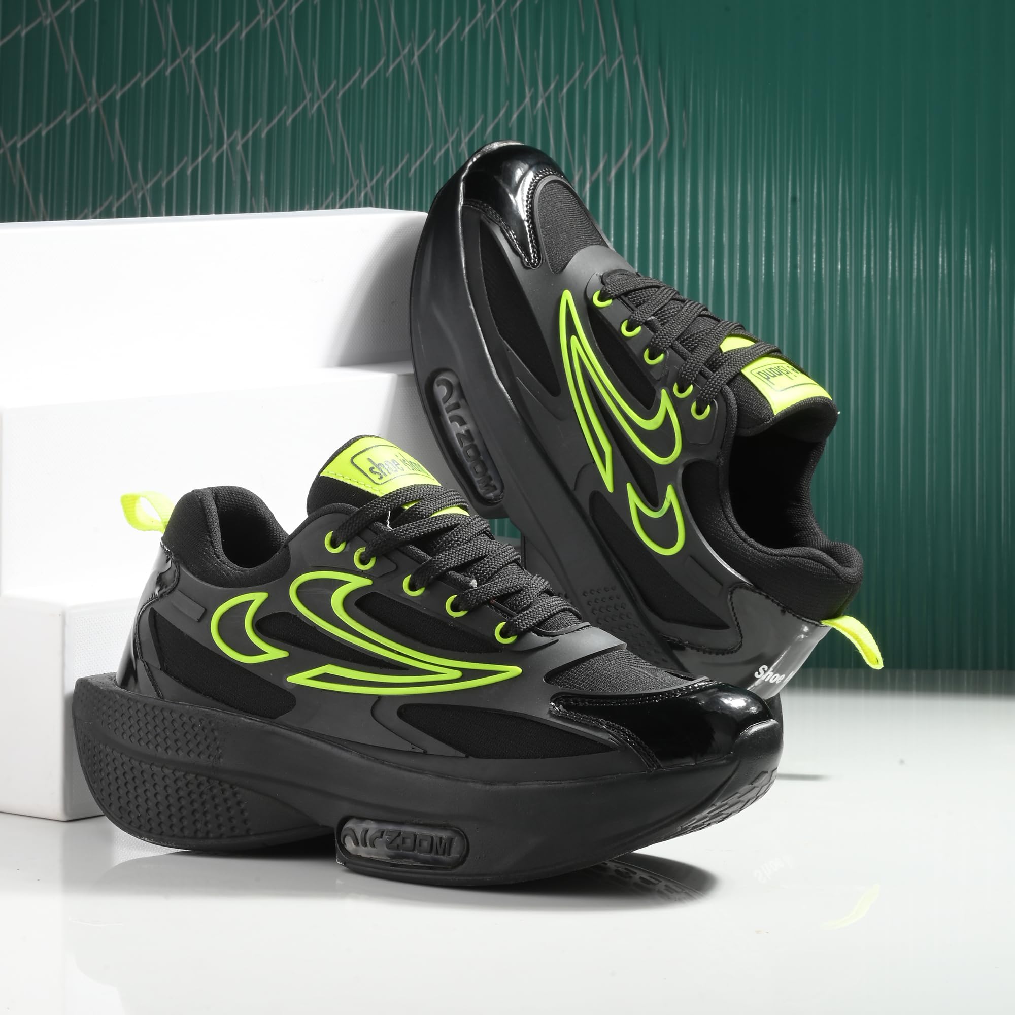 Shoe Island Running Shoes for Men - Black Green - Image 2