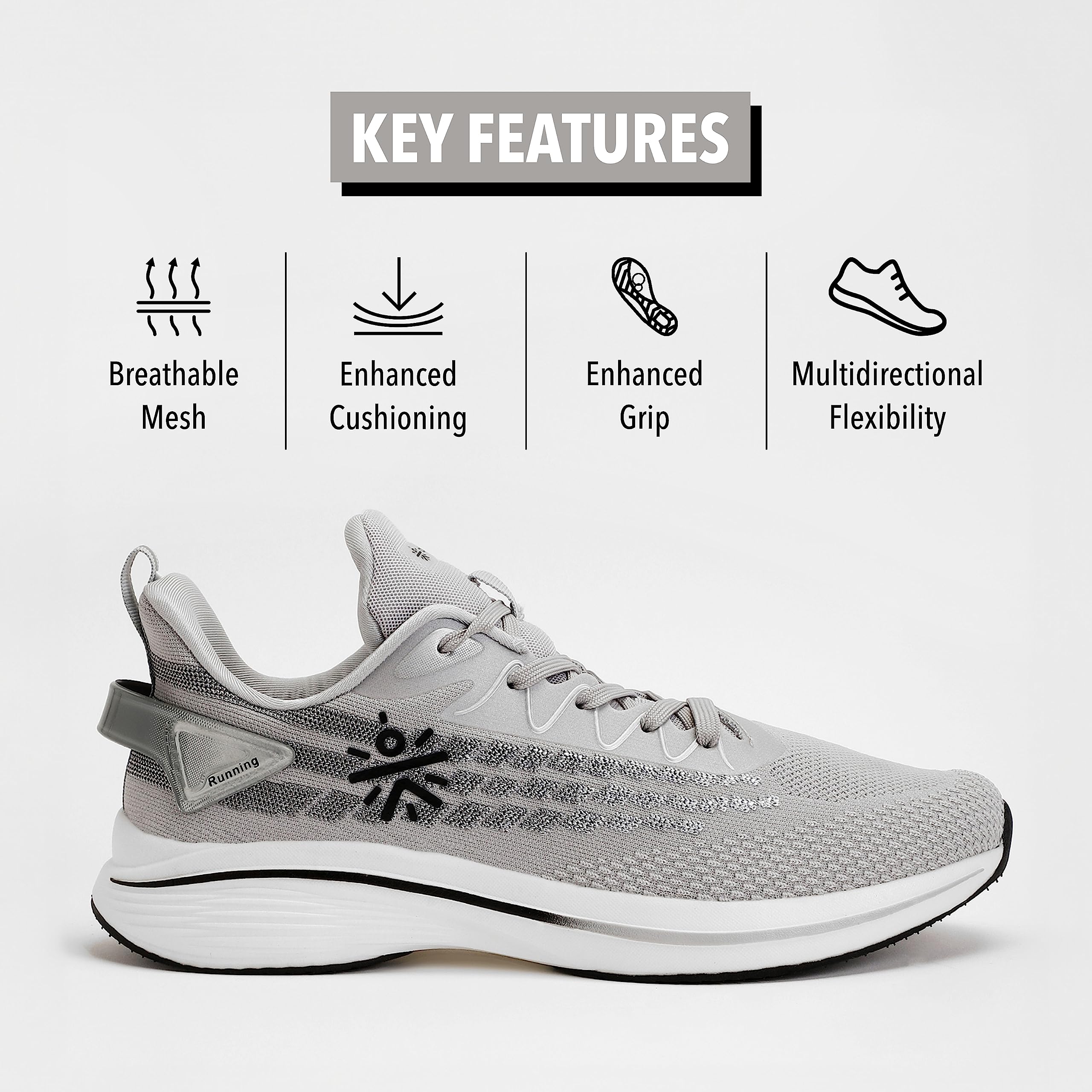 CULT Active Men Running Shoes - Grey - Image 3