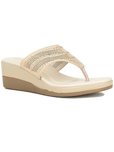 Bata Women YARA WEDGE THONG Heels Tan 6713739 - Image 2