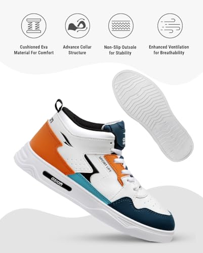 ASIAN Men's White Casual Hi-Neck Sneakers Synthetic Upper - Image 5