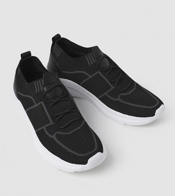 ATHLETIQ Men's Color Blocked Low Top Sneakers Black 41 EU - Image 4