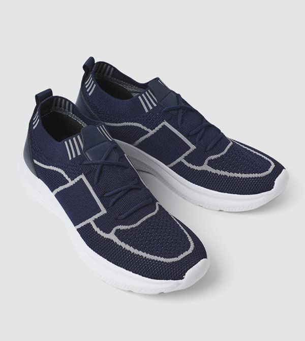 ATHLETIQ Men's Color Blocked Low Top Sneakers Blue 43 EU - Image 4