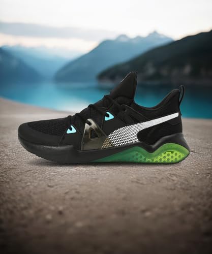 Puma Men Cell Fraction Fade Running Shoe - Black Scuba Blue Yellow - Image 3