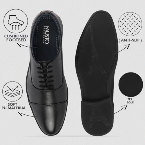 FAUSTO Men's Lace-Up Derby Shoes for Office Meetings - Image 5