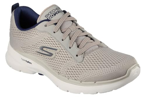 Skechers GO Walk-6 Men's Comfort-Fit Walking Shoes Taupe/Navy - Image 4
