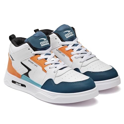 ASIAN Men's White Casual Hi-Neck Sneakers Synthetic Upper - Image 2