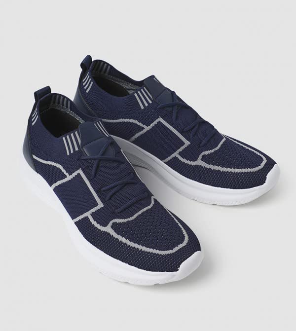 ATHLETIQ Men's Color Blocked Low Top Sneakers Blue 45 EU - Image 4