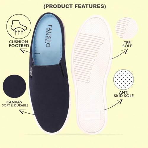 FAUSTO Men's Casual Back Open Canvas Slip On Shoes 6-13 UK - Image 5