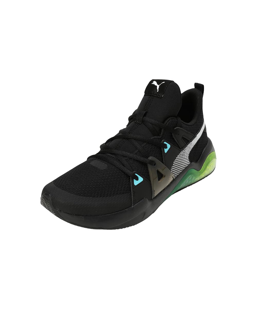Puma Men Cell Fraction Fade Running Shoe Black-Scuba Blue-Yellow Alert