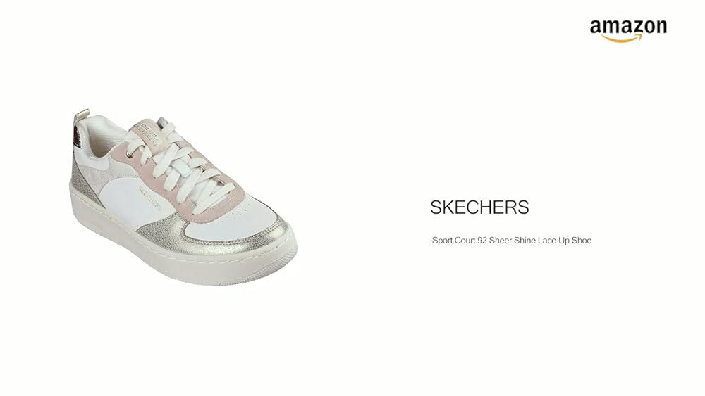 Skechers Women Sport Court 92 Sheer Shine Lace Up Shoe - Image 3