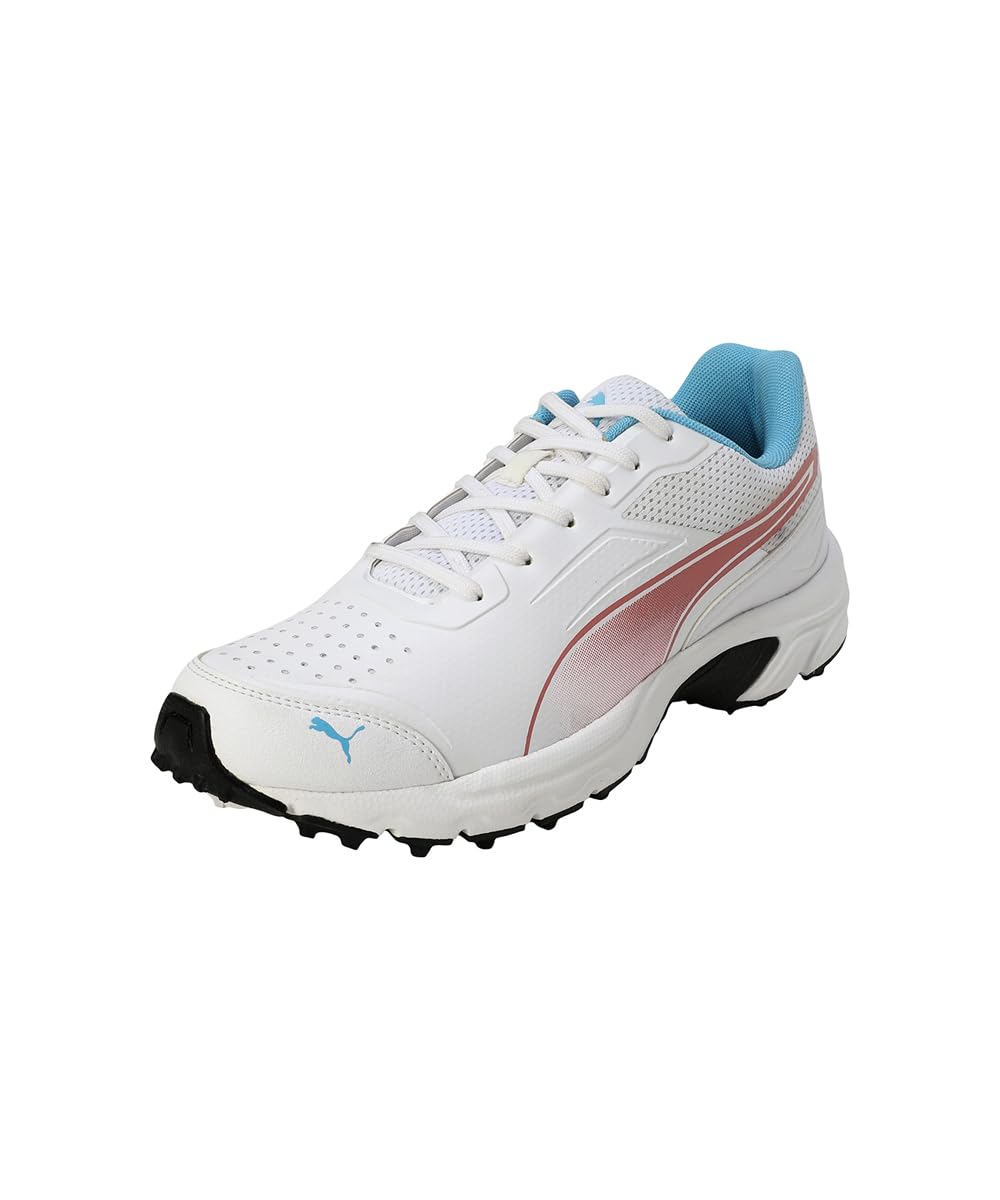 Puma Cricket Power 2.0 Men White-Luminous Blue-Fire Orchid Shoe 6UK