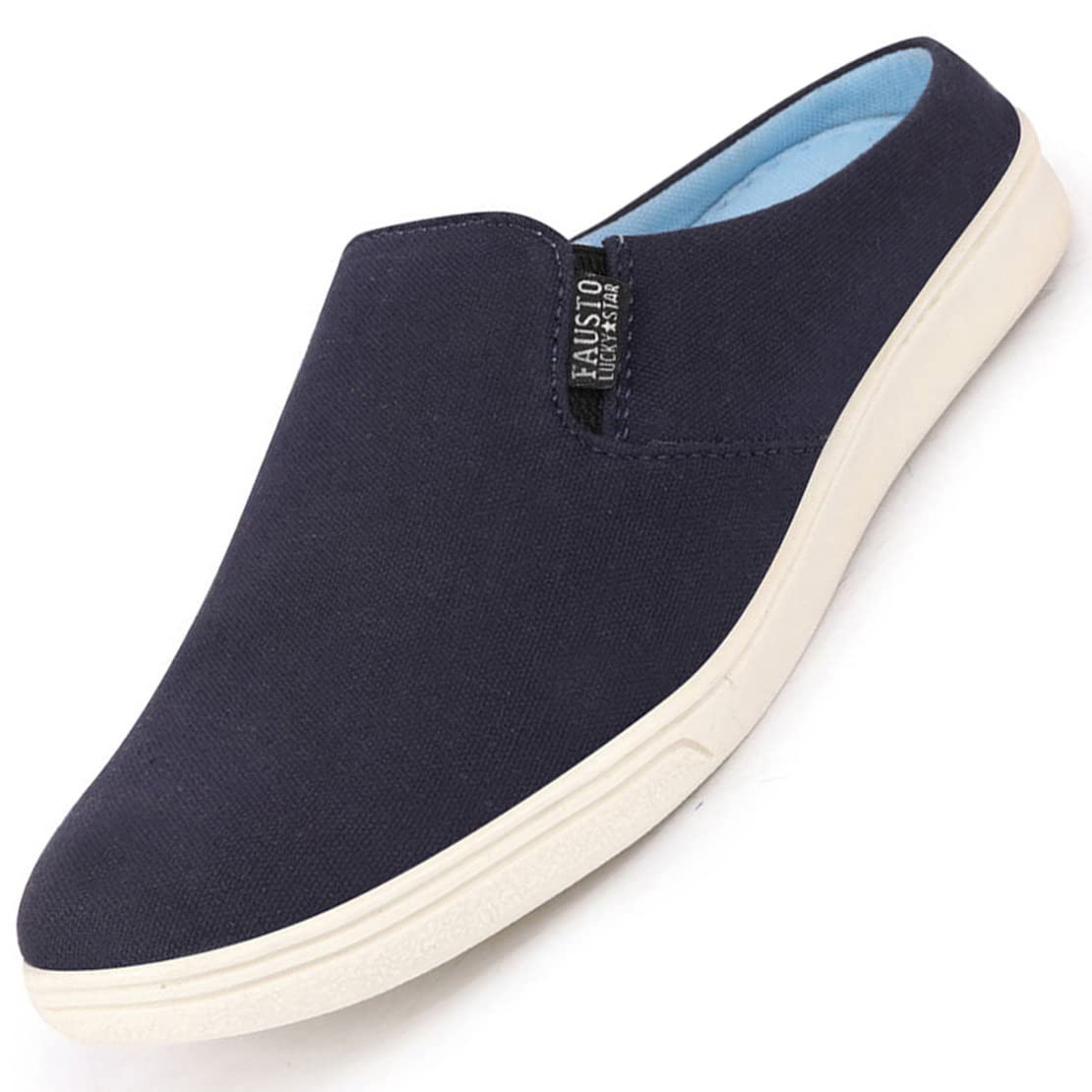 FAUSTO Men's Casual Back Open Canvas Slip On Shoes 6-13 UK