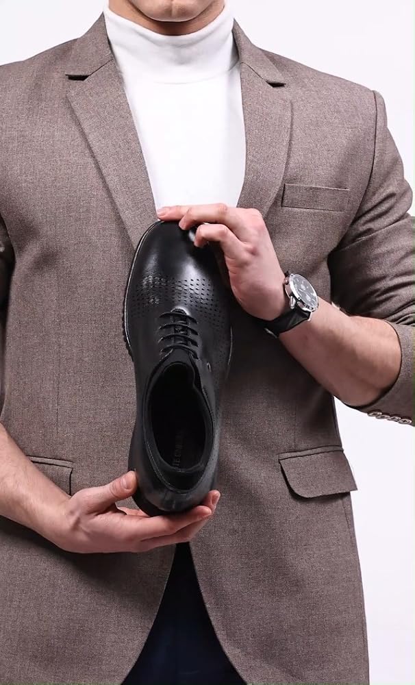 Monte Carlo Mens Solid Lace Up Genuine Leather Casual Shoes - Image 4