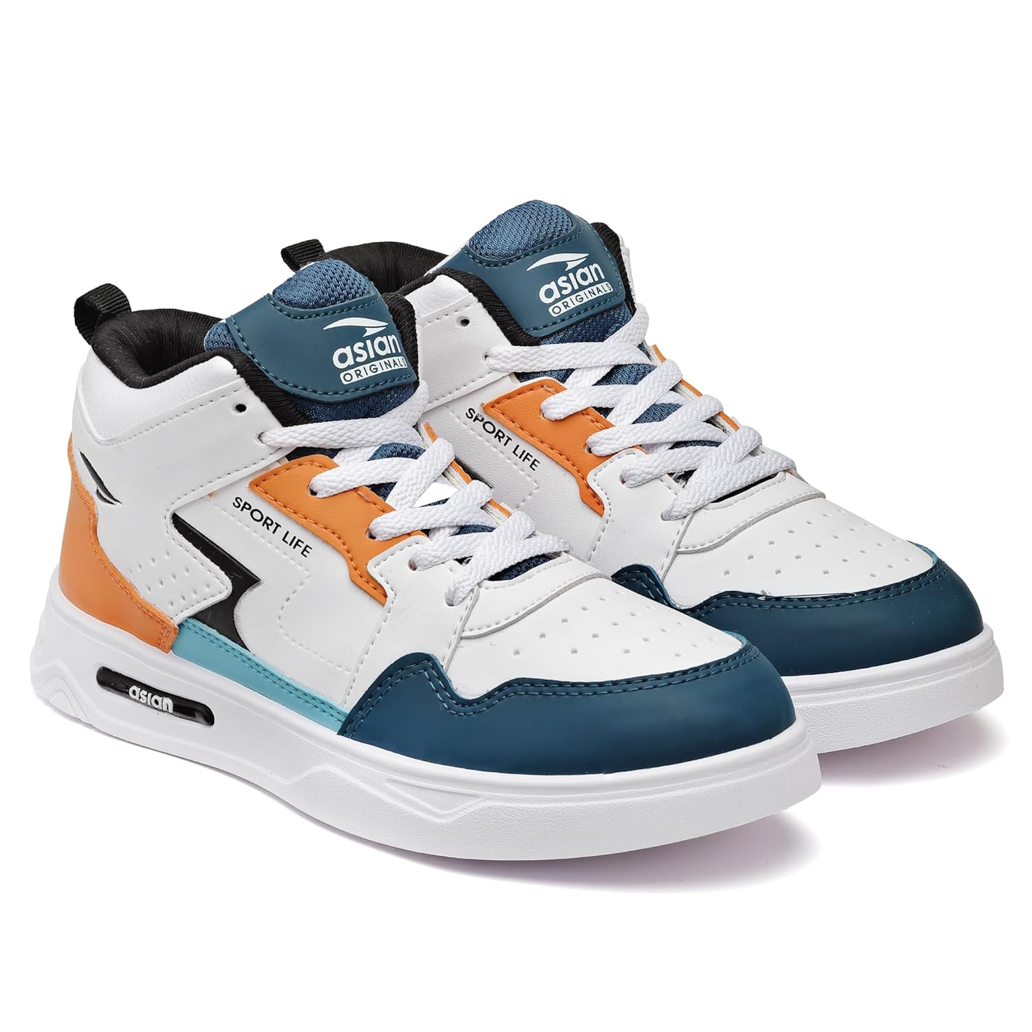 ASIAN Men's White Casual Hi-Neck Sneakers Synthetic Upper